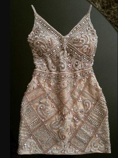 Shinning Crystal Beaded Sheath Short Homecoming Dress - Fashionpara