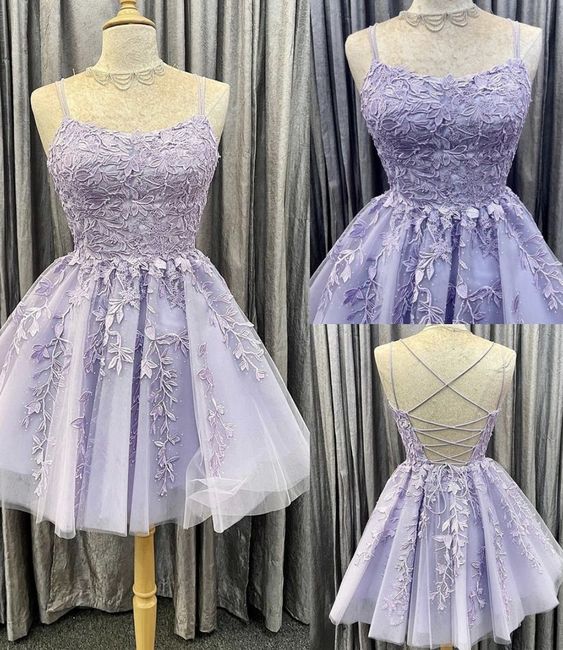 Lavender Knee Length Short Hoco Party Dress short prom dress - Fashionpara