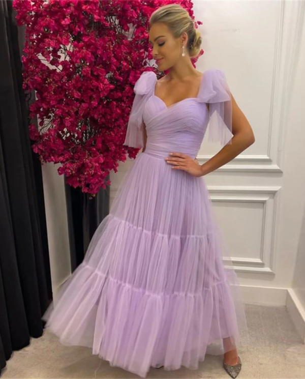 Modern Lavender Sleeveless Evening Dresses Prom Dress Spaghetti Bridal Formal Party Gowns - Fashionpara