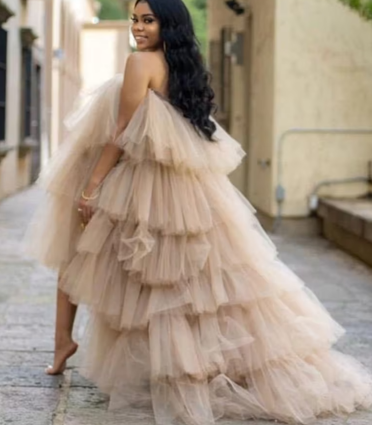 Romantic Tulle Prom Dress | Unique Prom Dress | Tulle Fairy Long Prom Dress For Women - Fashionpara