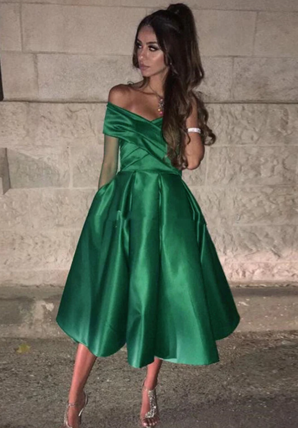 Royal Blue Knee Length Off the Shoulder Girls Homecoming Dress Short Graduation Dress - Fashionpara