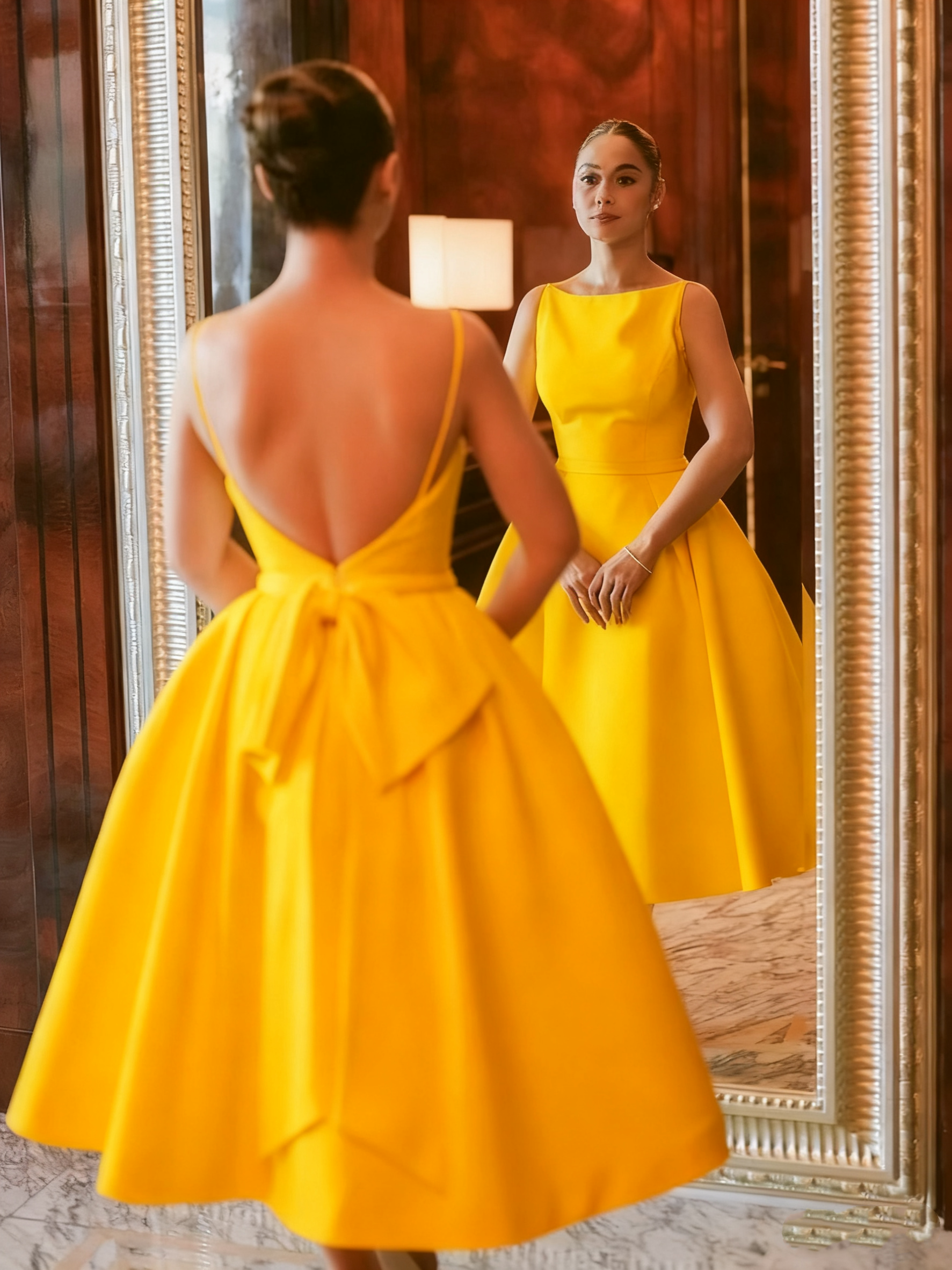 Simple White Backless Wedding Dress Evening Party Dress