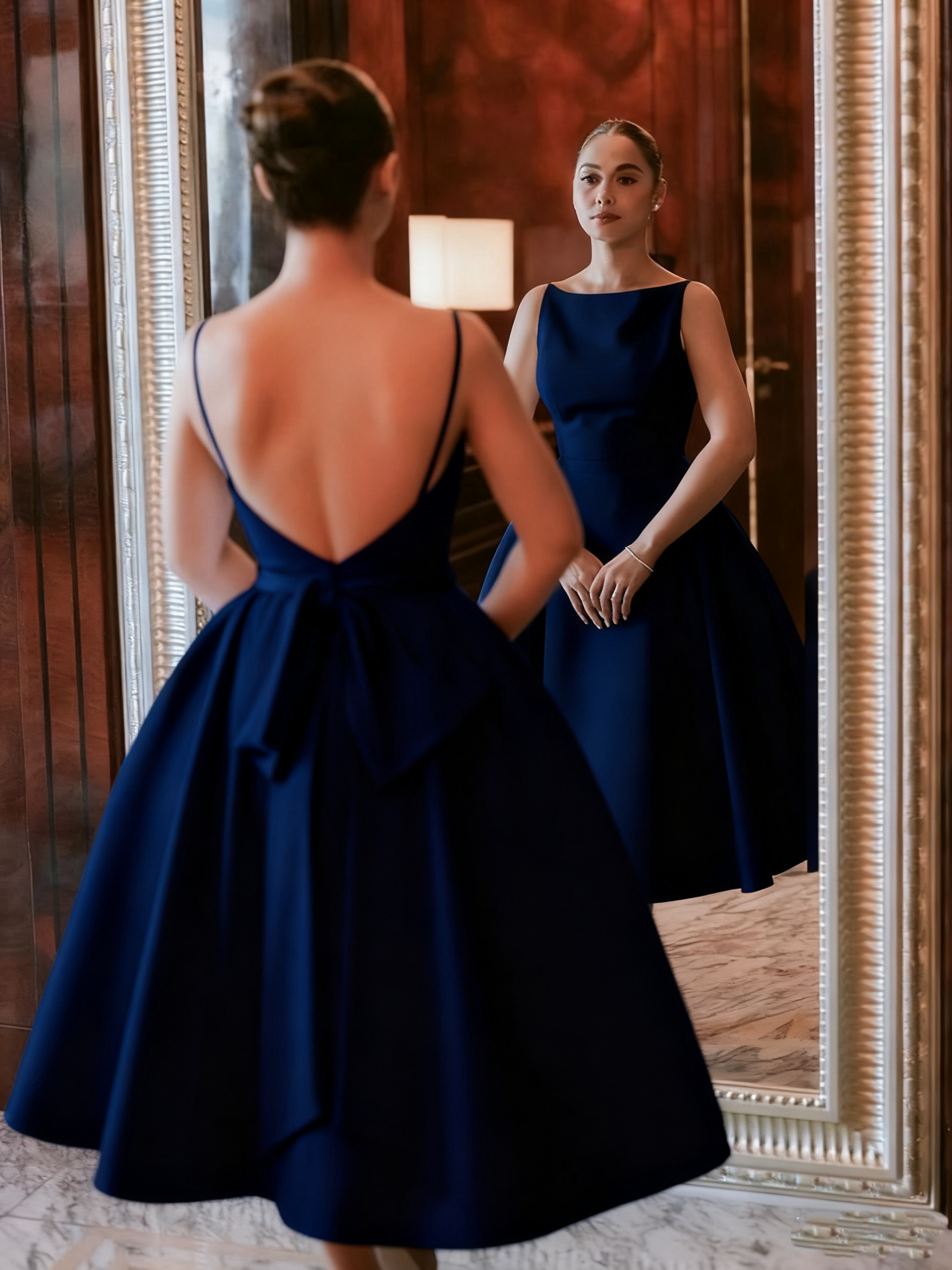 Simple White Backless Wedding Dress Evening Party Dress