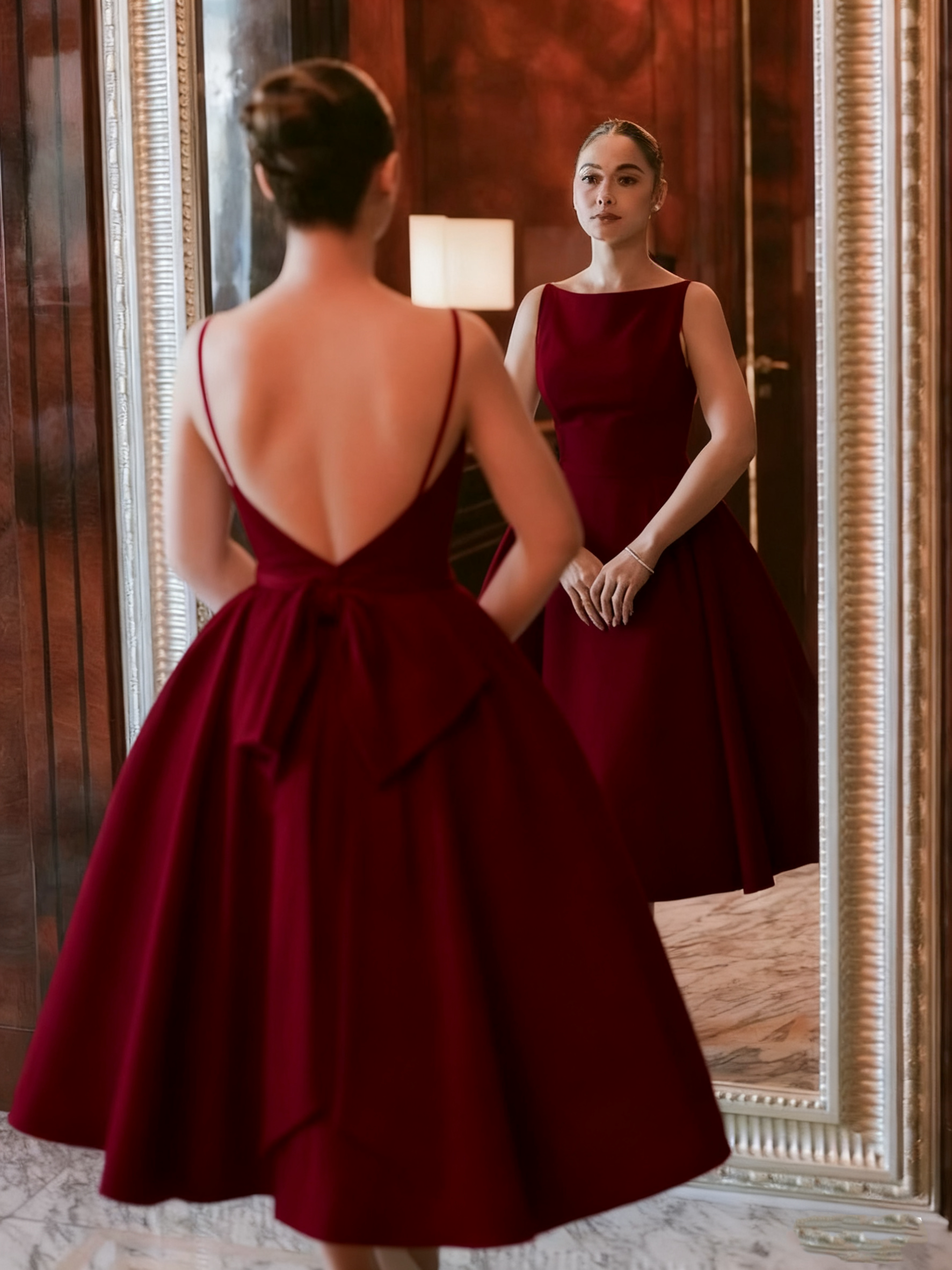 Simple White Backless Wedding Dress Evening Party Dress