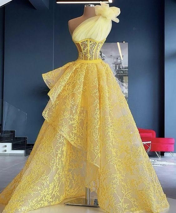 yellow evening Dress Prom Dresses Long - Fashionpara