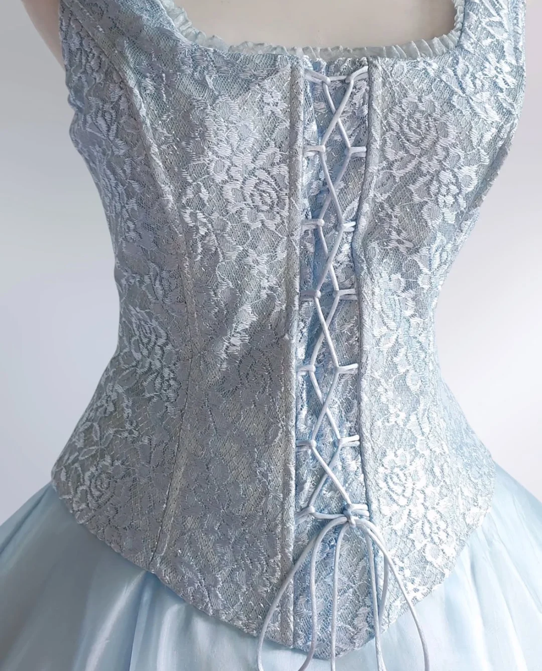 Light Blue Tulle Lace Long Prom Dresses Evening Party Dress - Fashionpara