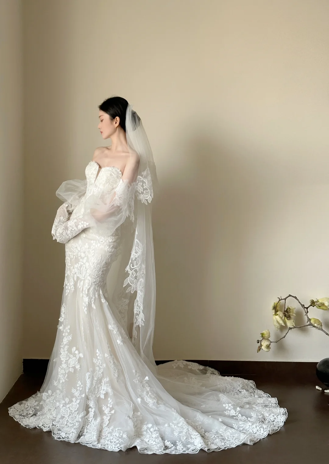 Luxury Women's Elegant Wedding Dresses Lace Side Split Sexy Princess Bridal Gown