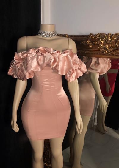 sexy tight party dress off the shoulder pink homecoming dress dance birthday dresses - Fashionpara