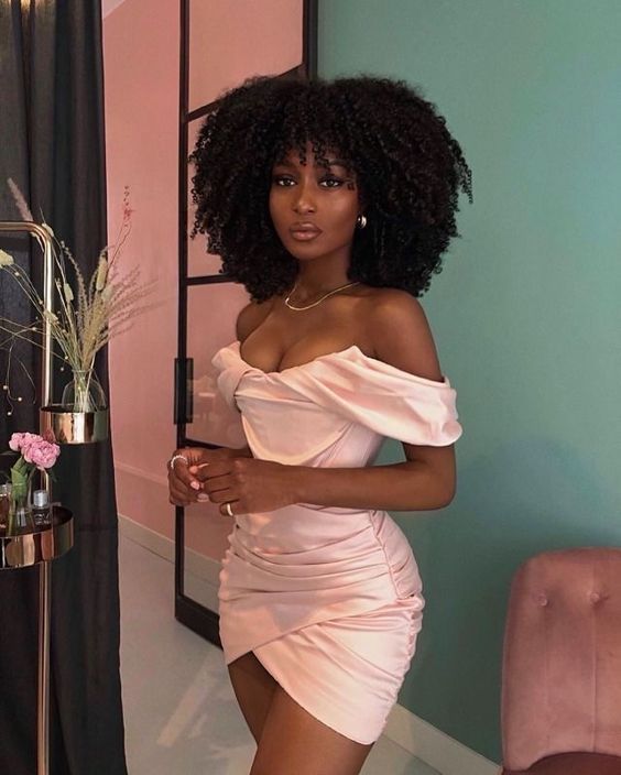 black girl pink hoco dress tight homecoming dresses - Fashionpara