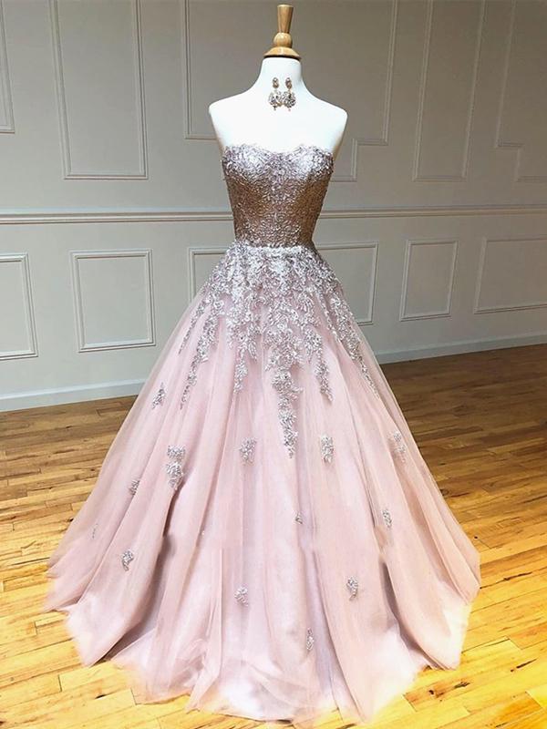 Long Lace Prom Dresses with Corset Back, Long Lace Formal Evening Graduation Dresses - Fashionpara