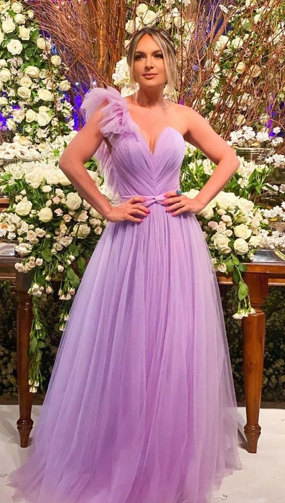 Lilac Simple Evening Gown Long Prom Dresses - Fashionpara