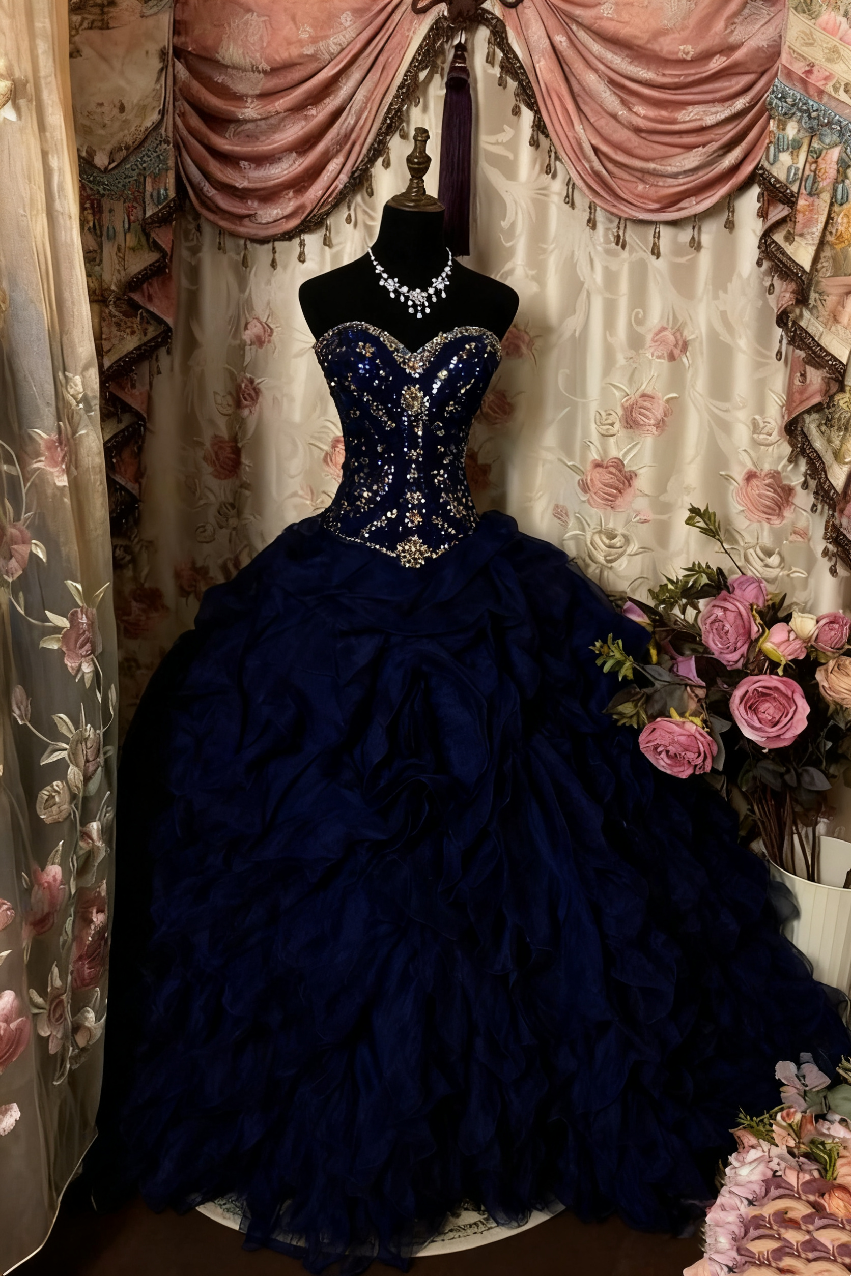 A Line Strapless Vintage Prom Dress Long Evening Dress - Fashionpara