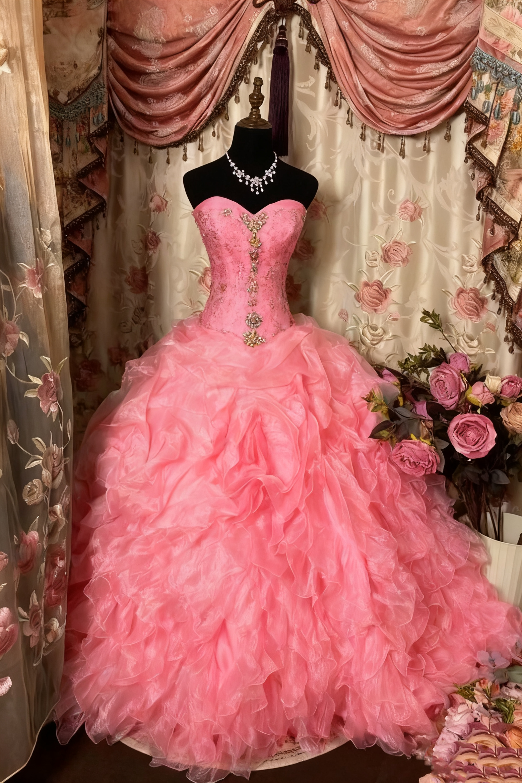 A Line Strapless Vintage Prom Dress Long Evening Dress - Fashionpara