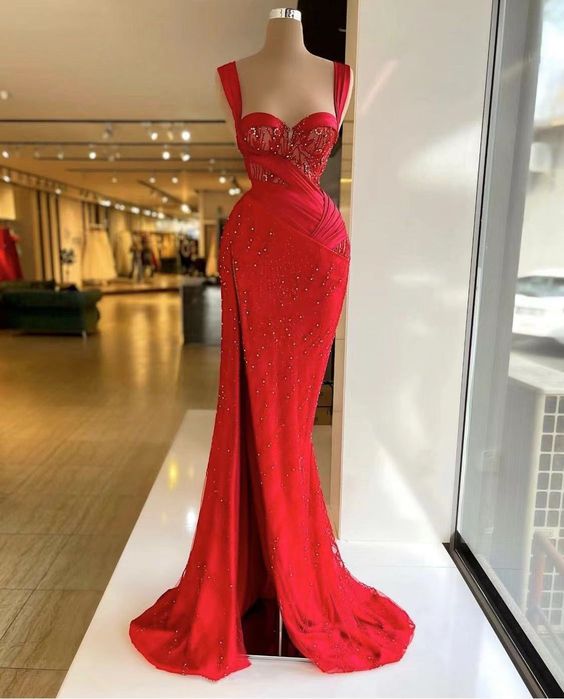 Red prom dresses, lace prom dresses, beaded prom dresses, sweetheart prom dresses - Fashionpara