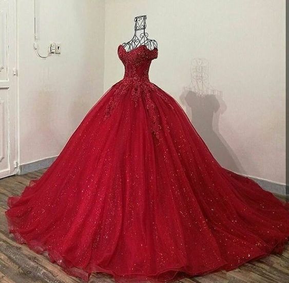 Red Prom Dresses, Popular Newest Evening Dresses, Ball Gown Long Dresses - Fashionpara