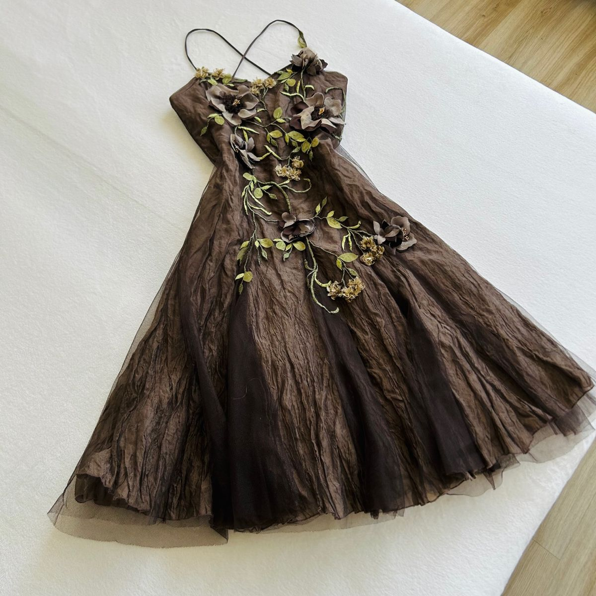 Vintage Brown Long Prom Dress Sleeveless Evening Dress - Fashionpara