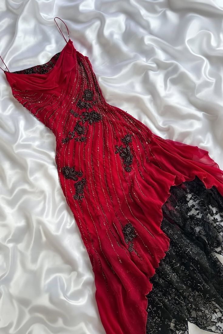 Beaded Red Sexy Long Prom Dress Classy Evening Dress - Fashionpara