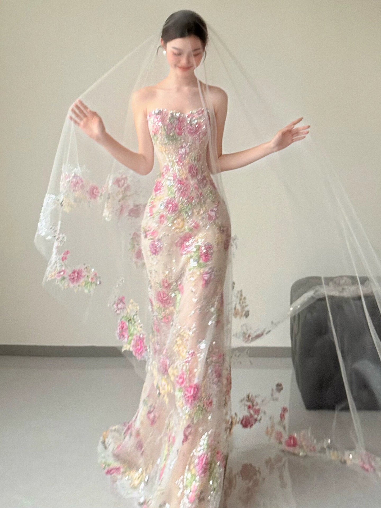 Sweetheart Mermaid Bead Flora Wedding Dress Sexy Evening Dress Prom Dress