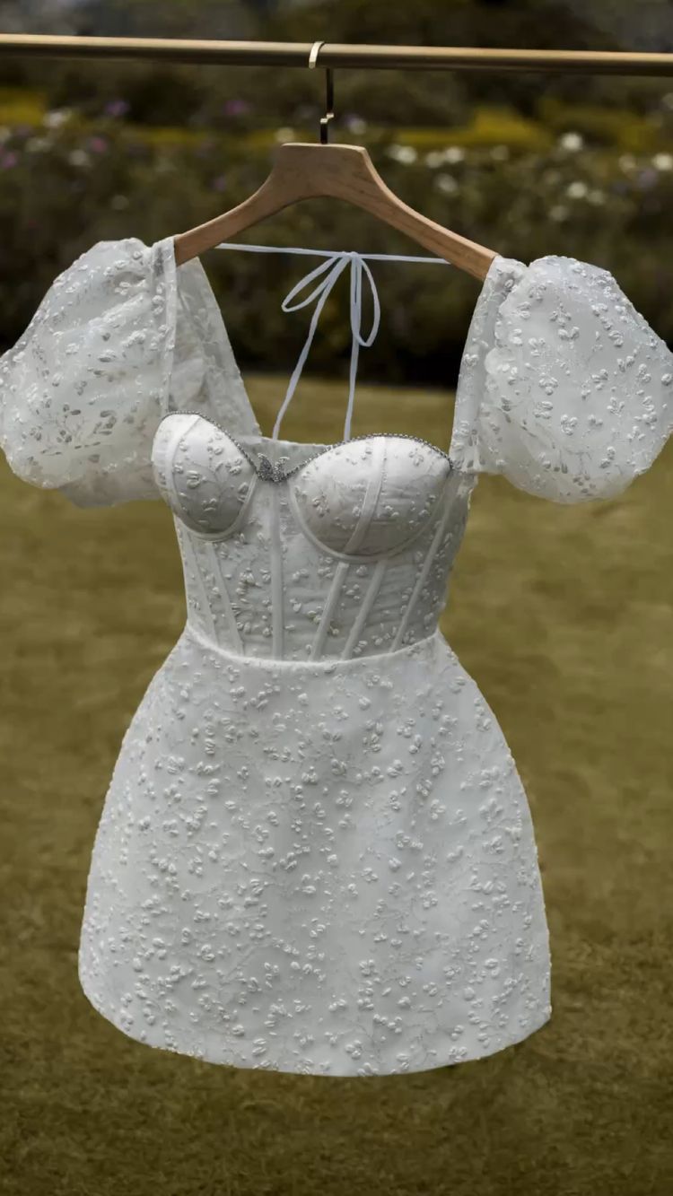 White Homecoming Dress, Princess Strapless Short Prom Dress Short Wedding Dress - Fashionpara