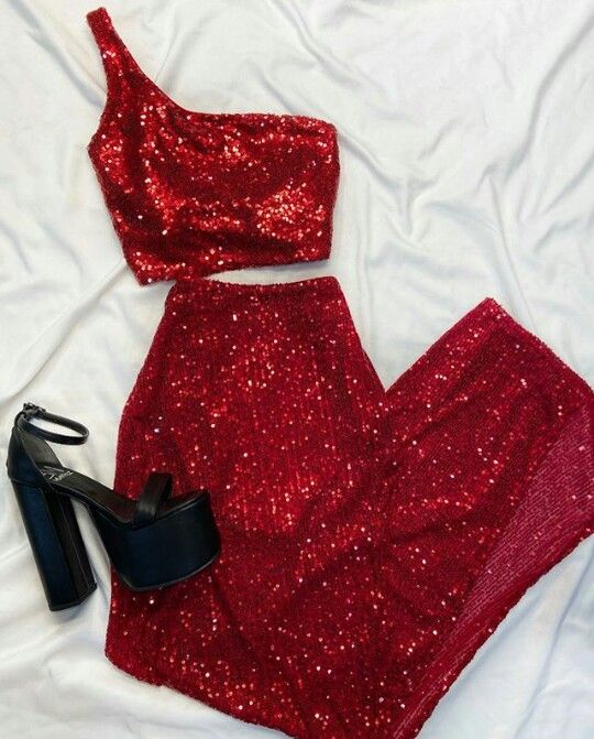 Red Prom Dress Two Piece Prom Dress Mermaid Prom Dress - Fashionpara