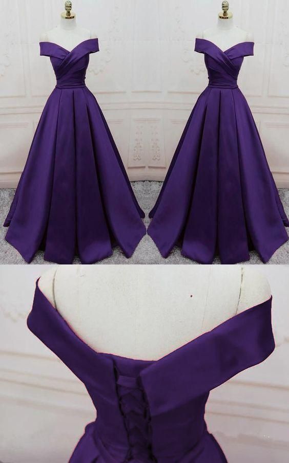 dark purple long formal prom dress, long evening party Gown off shoulder - Fashionpara