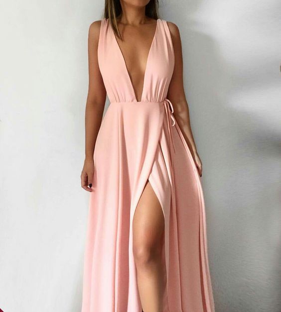 Pink long formal prom dress, long evening party Gown - Fashionpara