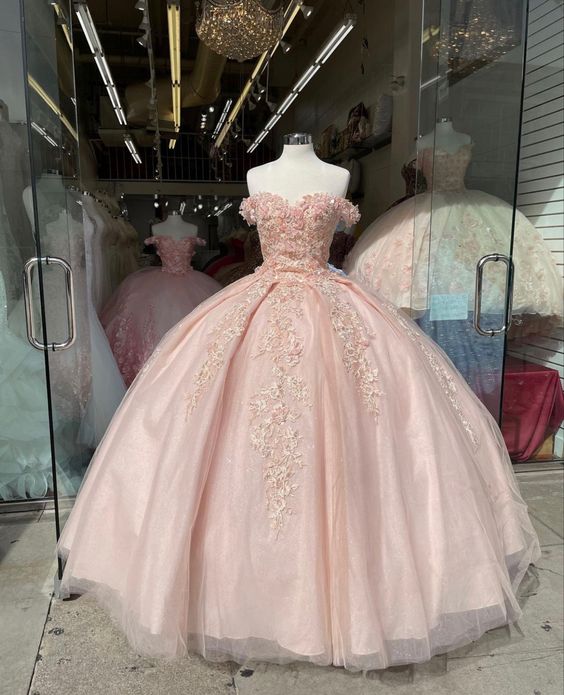 Quinceanera Dresses Lace Applique Sweet 16 Dress Ball Gown Prom Dress - Fashionpara