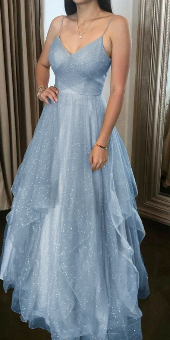 Blue Prom Dress Evening Dress Long Prom Gown - Fashionpara