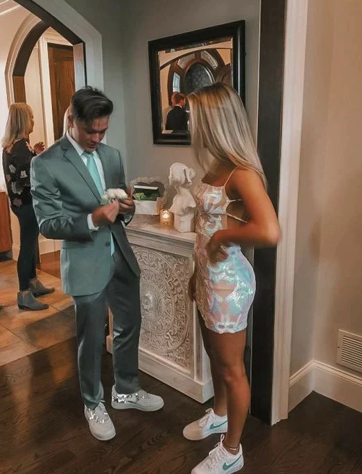 Sheath Spaghetti Straps Prom Dresses Short Homecoming Dress - Fashionpara