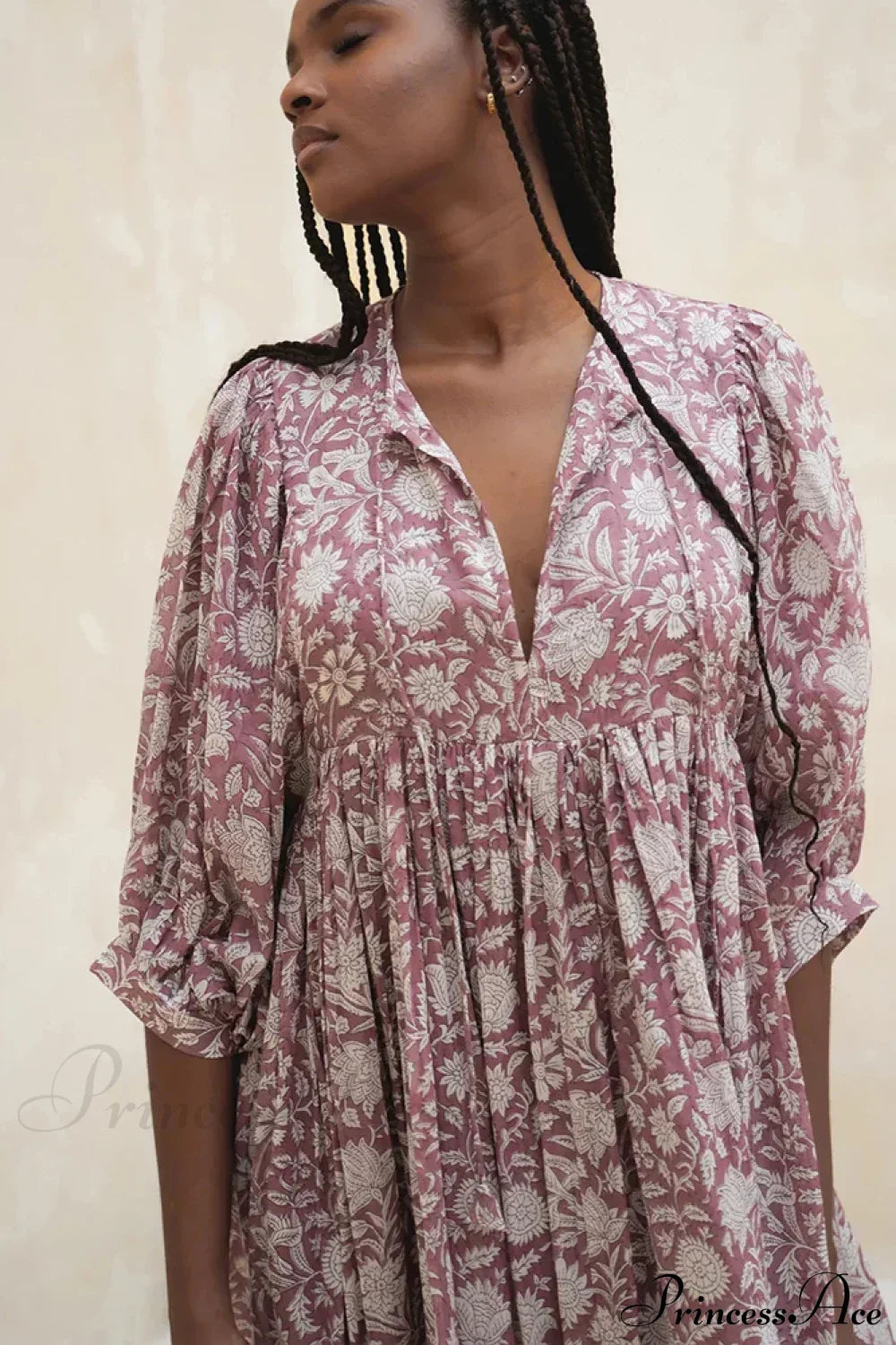 Fitshinling Boho Vintage Lantern Sleeve Dress PURPLE / S bohodress-250126