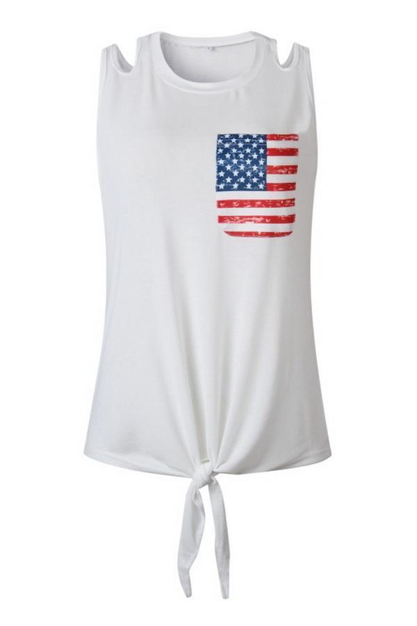 Flag Pattern Print Pocket Short Sleeve T-shirt
