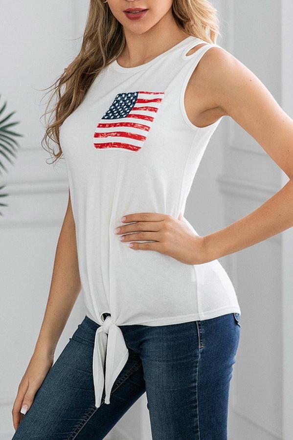 Flag Pattern Print Pocket Short Sleeve T-shirt