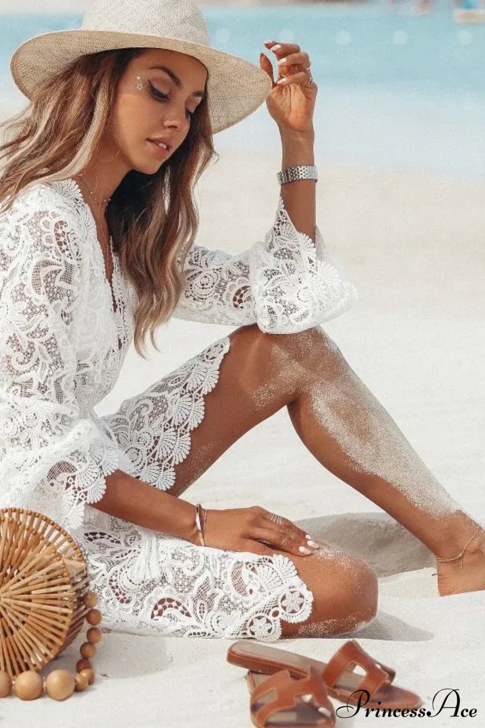 Flare Sleeve V-neck Boho Beach Mini Dress