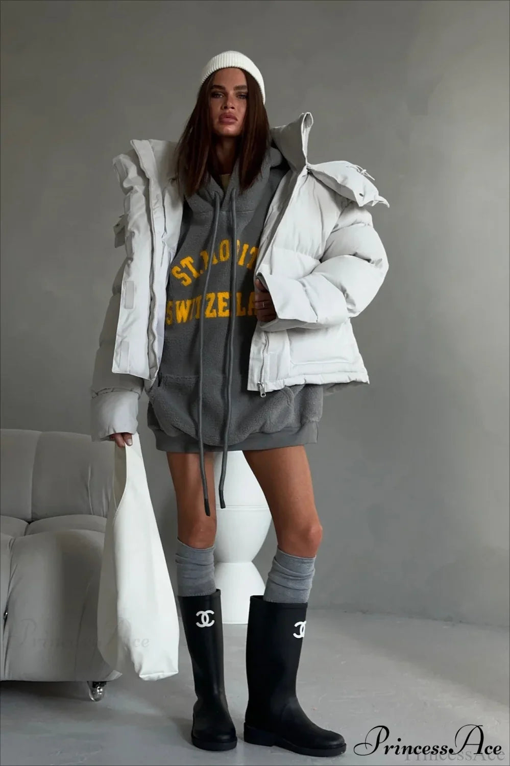 Fleece Letter Print Oversized Comfy Hoodie