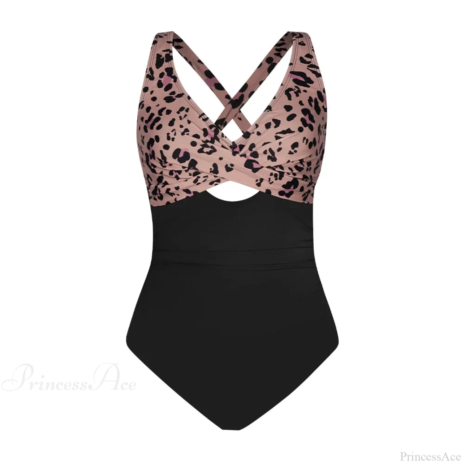 Floral Cut Out Back Tie One Piece Set black / XS