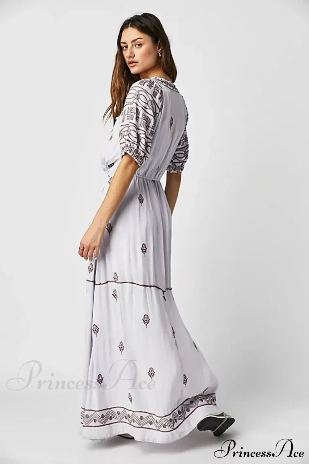Floral Embroidery Cotton Boho Dress