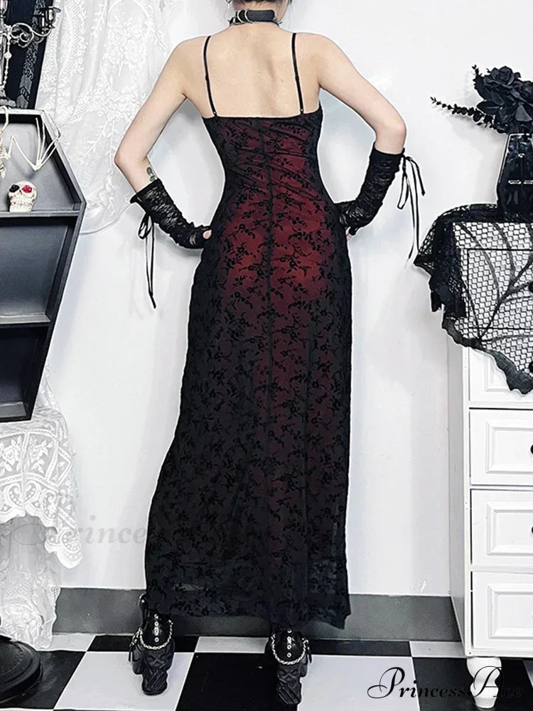 Floral Flocking Sleeveless Lolita Fairy Vintage Witchy Camisole Grunge Harajuku Dress