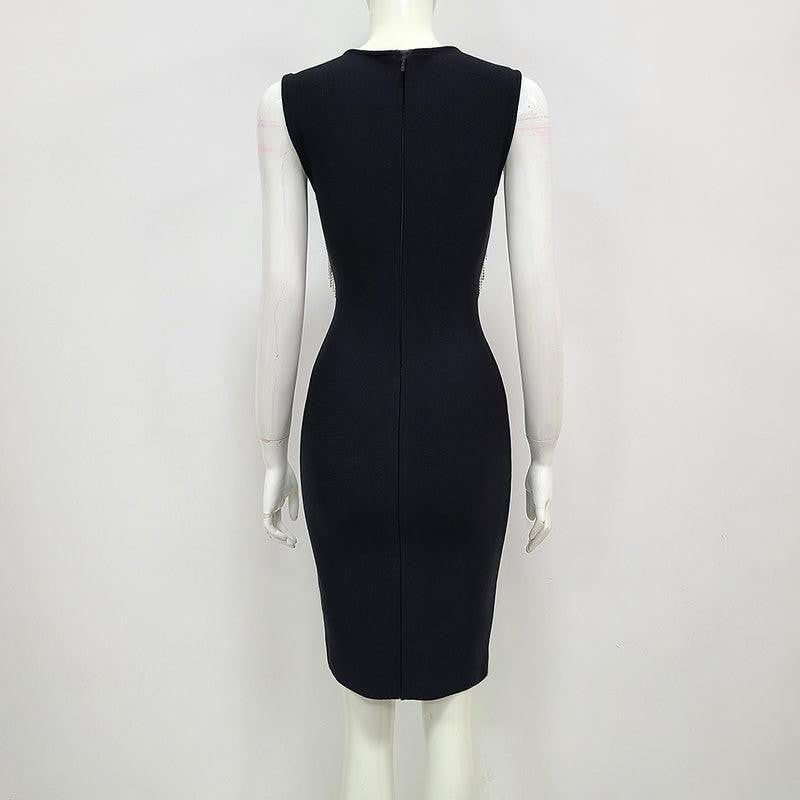 KittenAlarm - Franci Embellished Tassel Rhinestone Sleeveless Dress