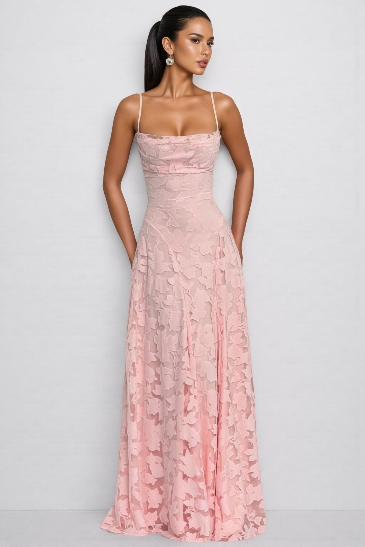 Sorelp Pink Strapless Mesh Maxi Dress - View 3