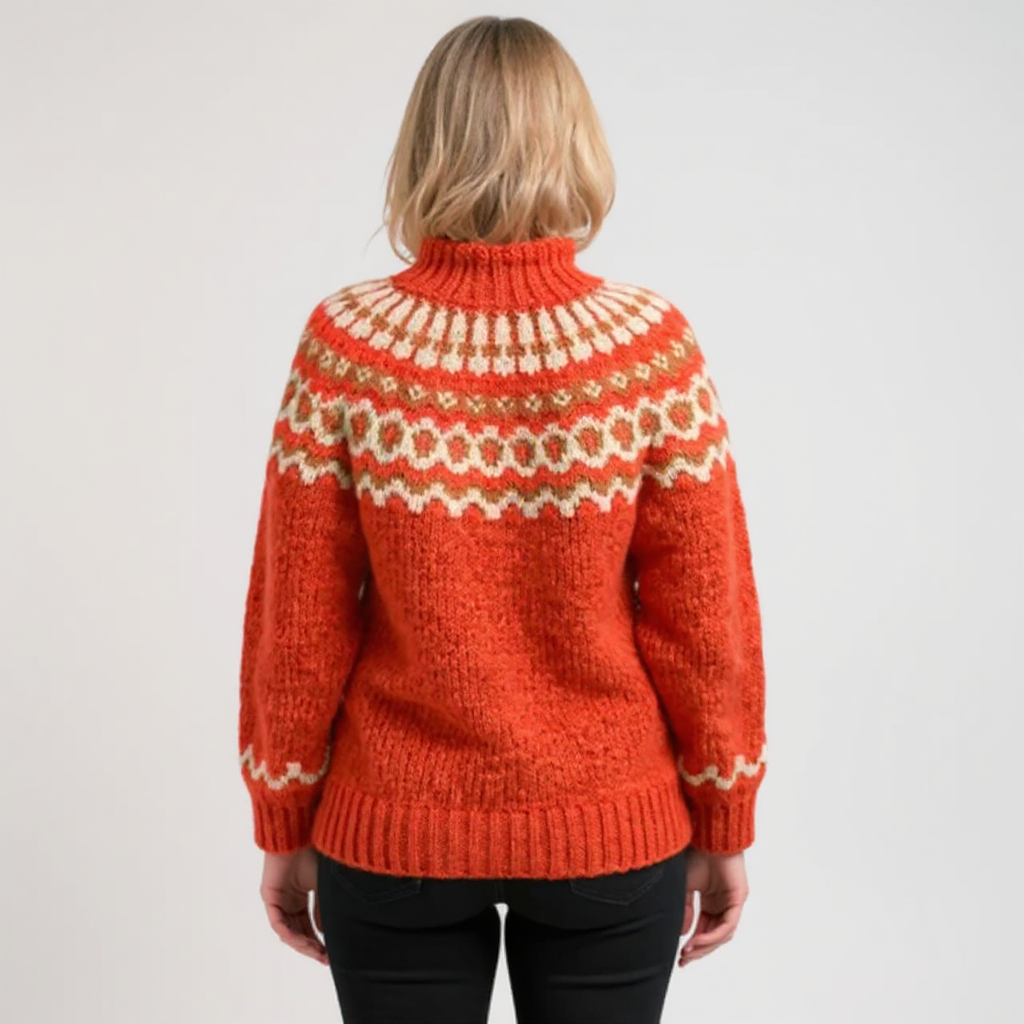 Fair Isle Yoke Mock Neck Knit Sweater 9