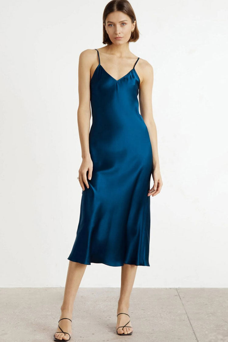 Satin V-Neck Maxi Dress