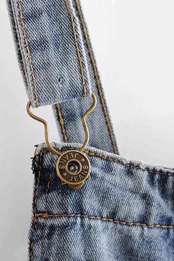 Front Pockets Denim Overalls