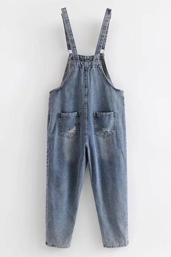 Front Pockets Denim Overalls