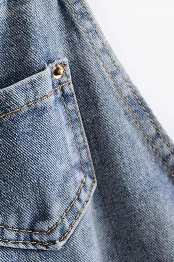 Front Pockets Denim Overalls