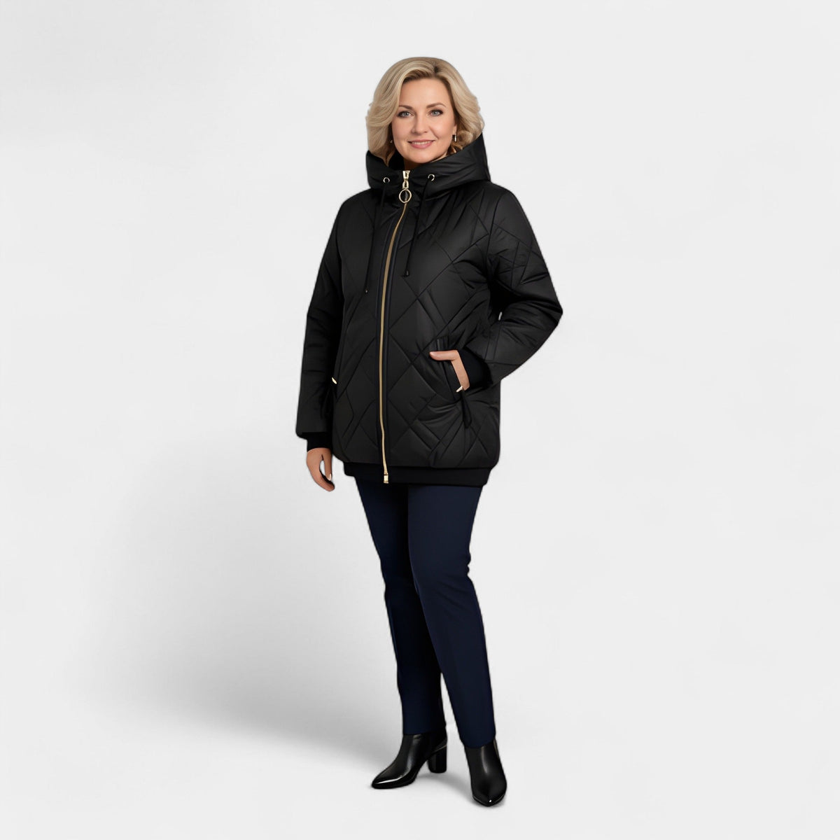 Hooded Zip Front Quilted Puffer Jacket 5