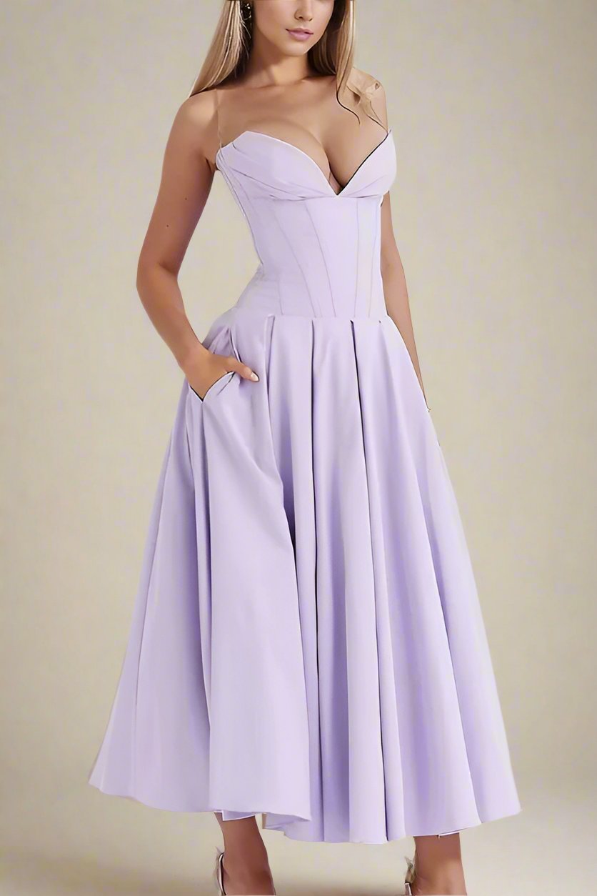 Gabbi Bodycon Midi Dress - Lavender Purple - Fashionpara