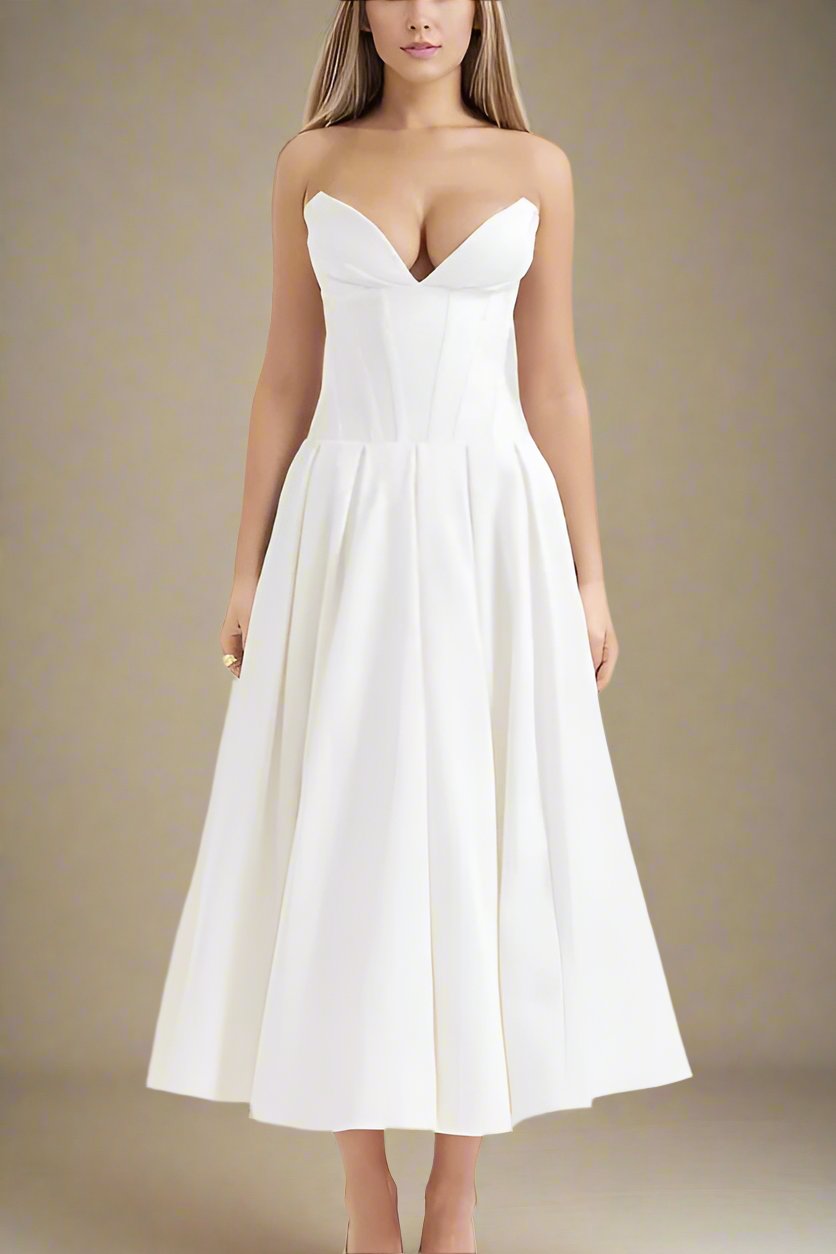 Gabbi Bodycon Midi Dress - Pearl White - Fashionpara