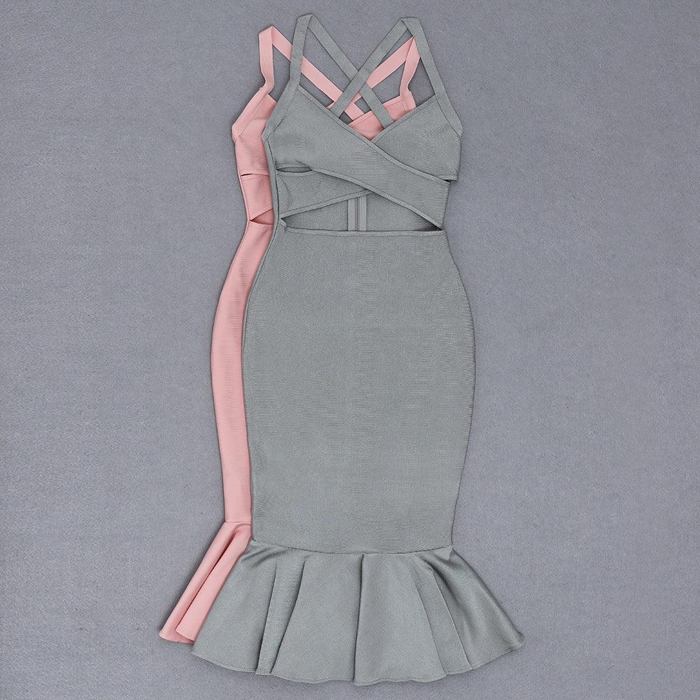 KittenAlarm - Gail Twist Front Cut Out Mermaid Hem Dress