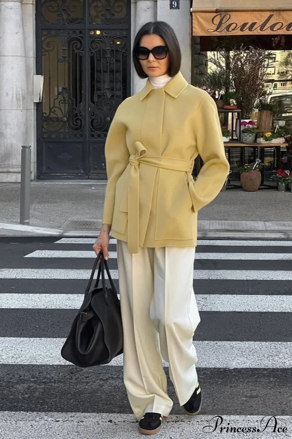 Elegant Wool Mid-Length Coat with Pockets for Everyday Wear