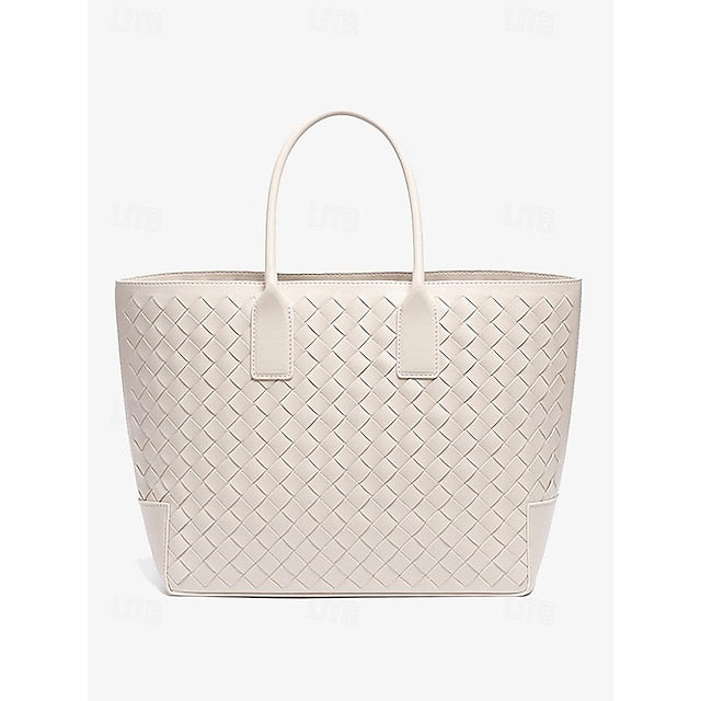 Woven Leather and Brown Tote Stylish Bag